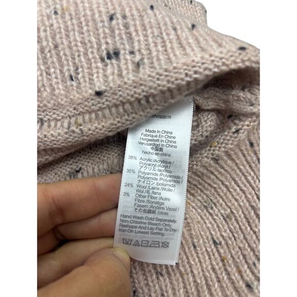 Madewell Speckled Mock Neck Sweater Women’s L Beige Wool Blend Cozy - Picture 4 of 8